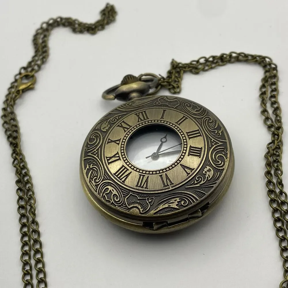 Antique-Style Bronze Pocket Watch - Quartz Movement